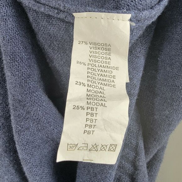 Tera Bora Poncho One Size Blue Soft Knit Gromet Criss Cross Neck Beaded Tassels - Picture 8 of 8